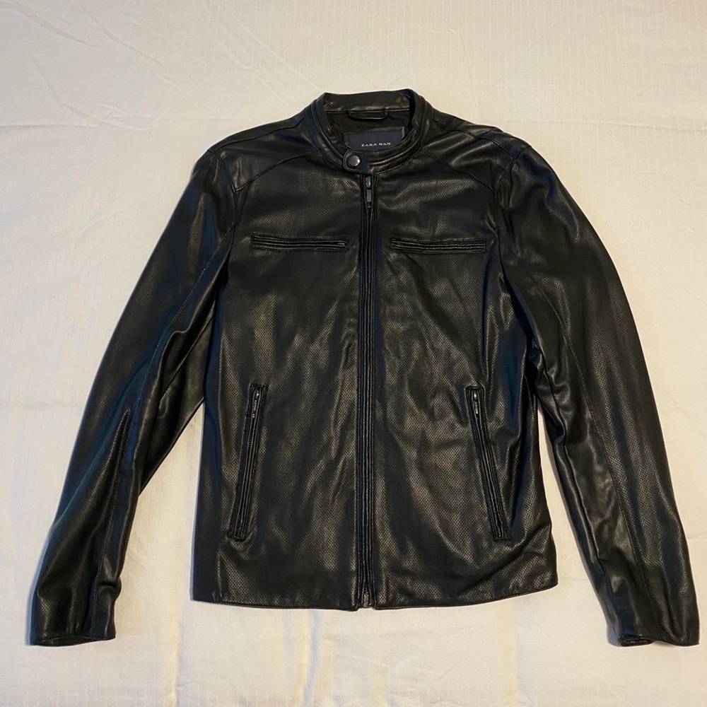 Zara Man Vegan Leather Motorcycle Jacket